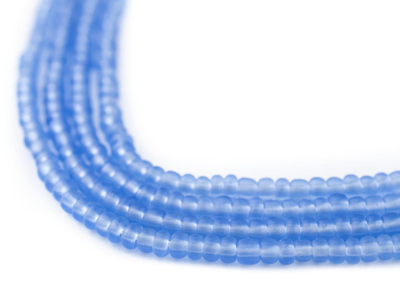 The Bead Chest Sky Blue Matte Glass Seed Beads (3mm) - 24 inch Strand of Quality Glass Beads